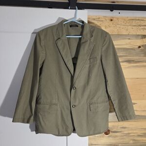 Vintage LL Bean Cotton Sage Green Khaki Tailored Blazer Coat Mens size 40 Short
